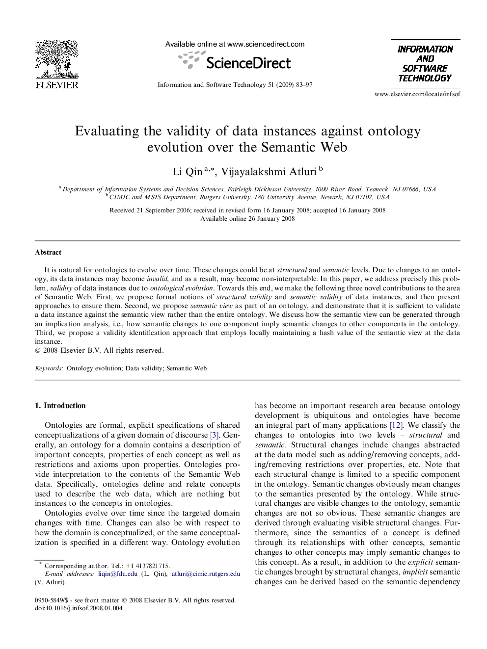 Evaluating the validity of data instances against ontology evolution over the Semantic Web