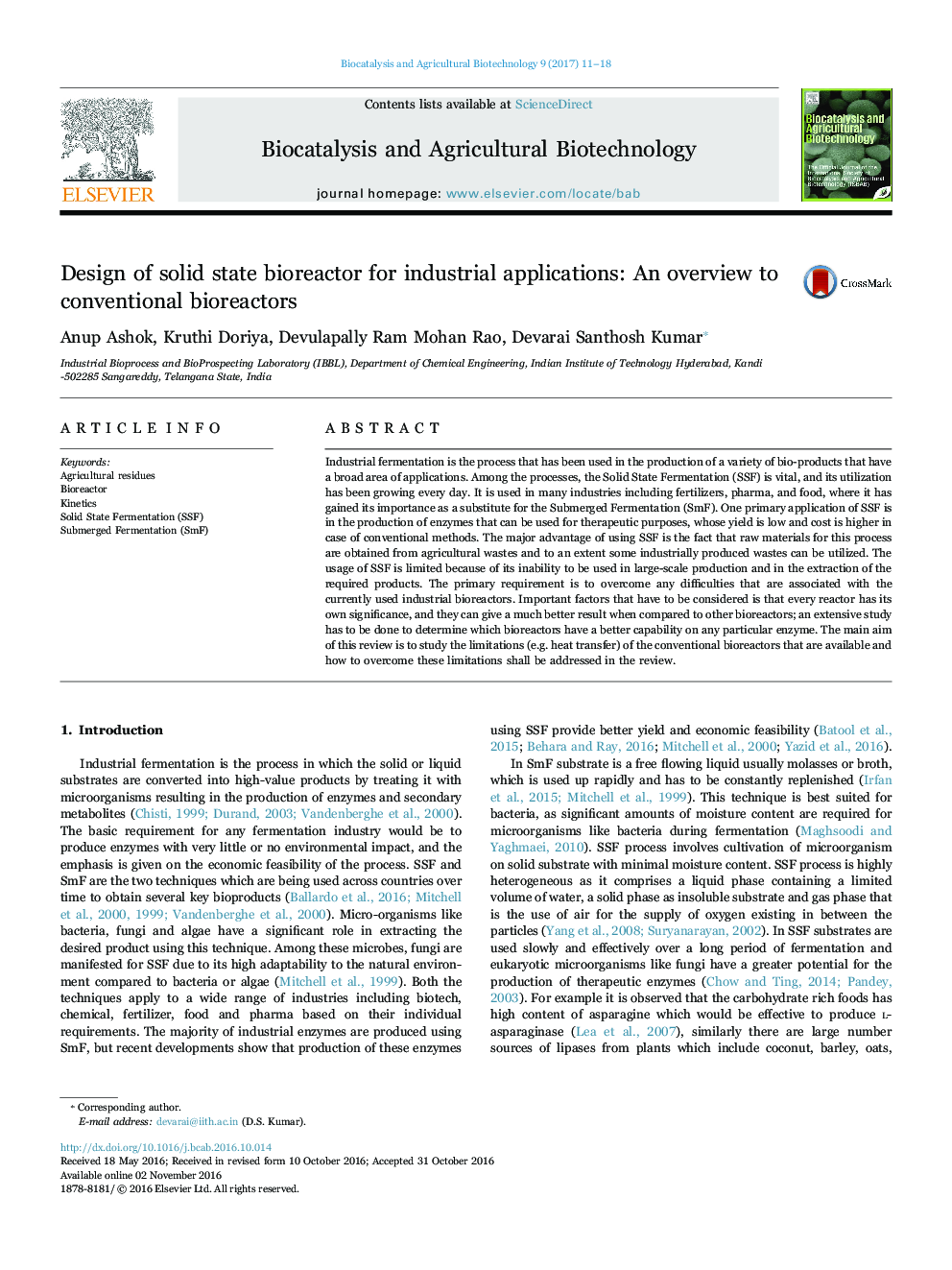 Design of solid state bioreactor for industrial applications: An overview to conventional bioreactors