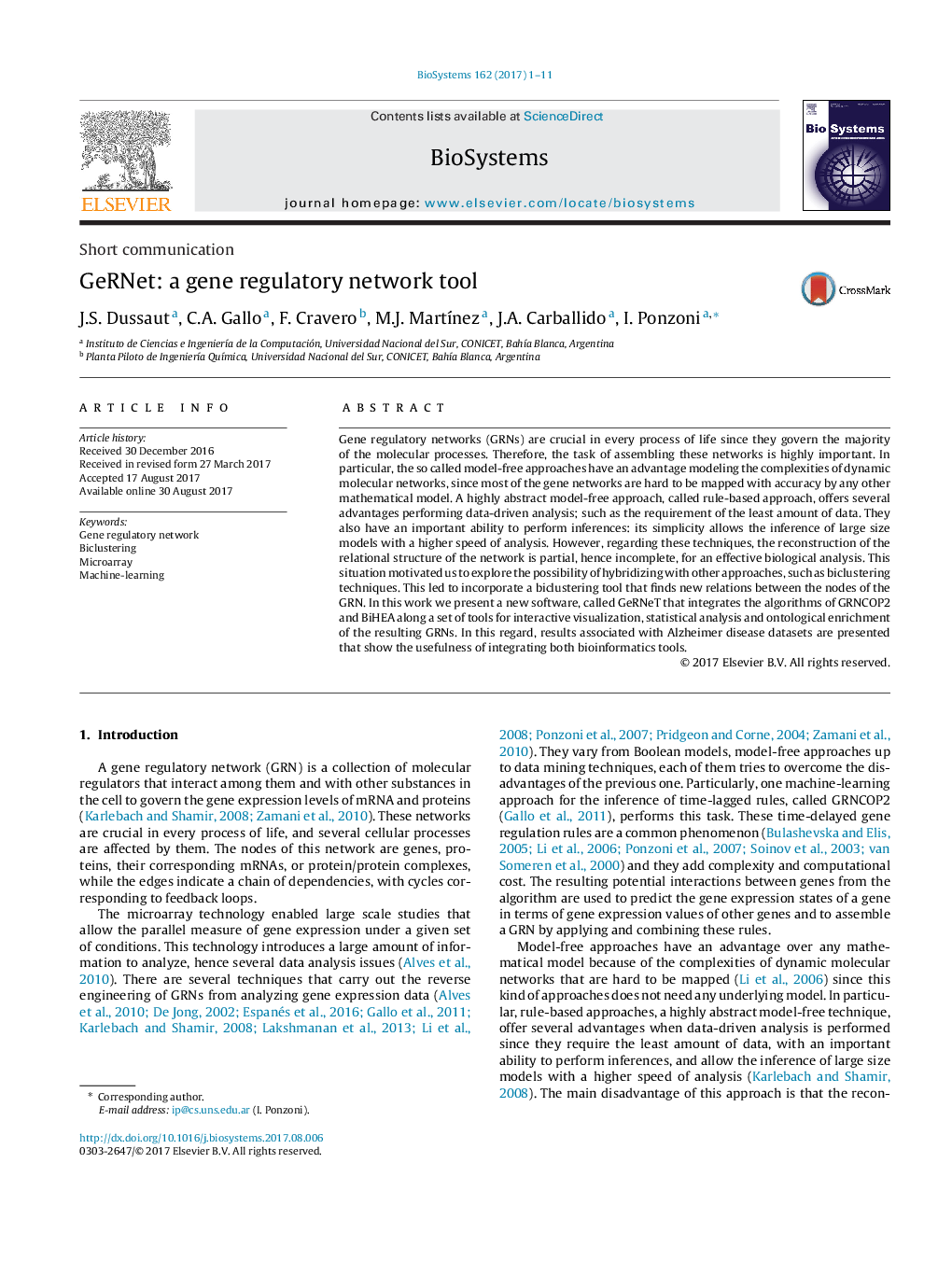 Short communicationGeRNet: a gene regulatory network tool