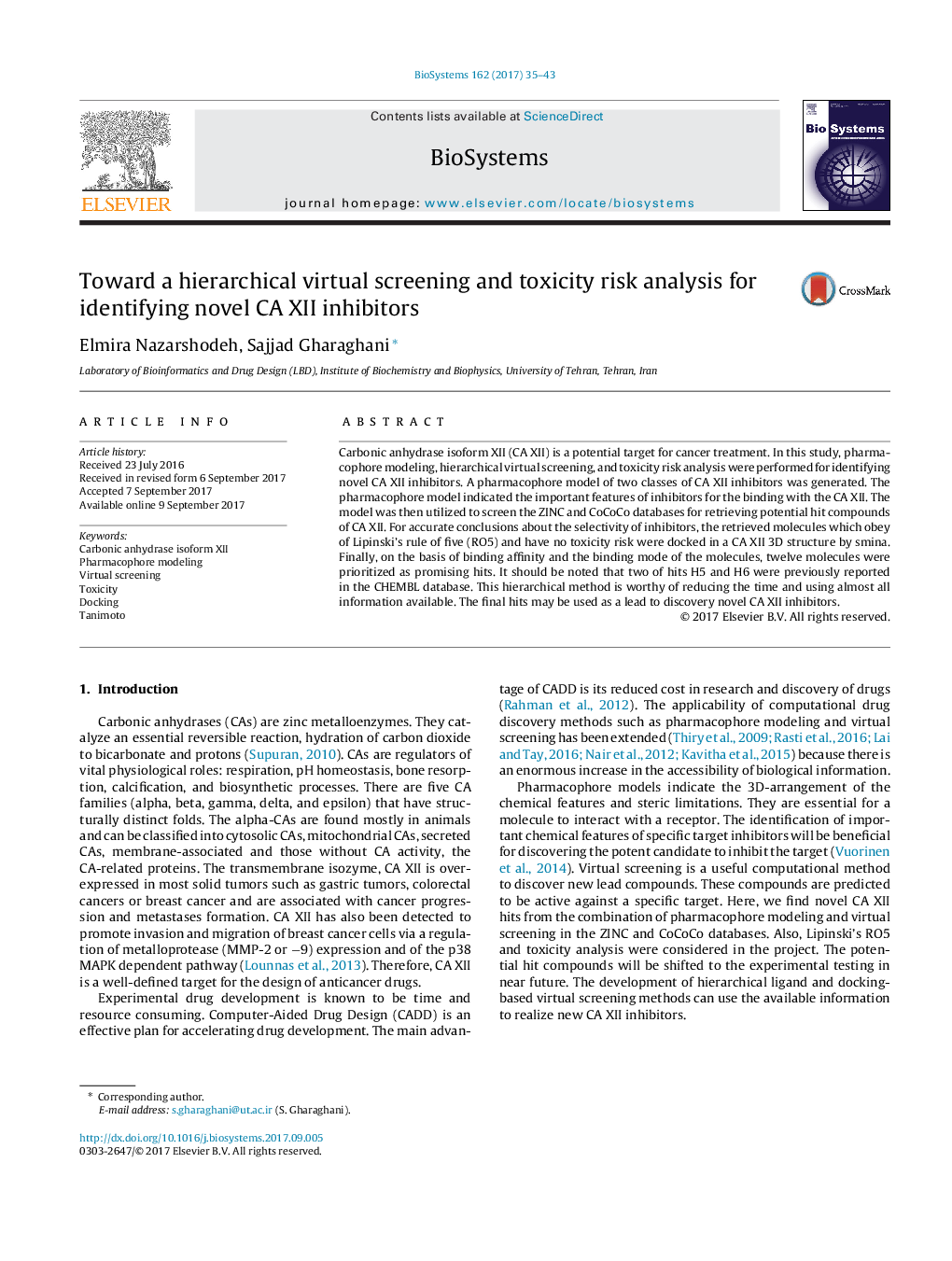 Toward a hierarchical virtual screening and toxicity risk analysis for identifying novel CA XII inhibitors