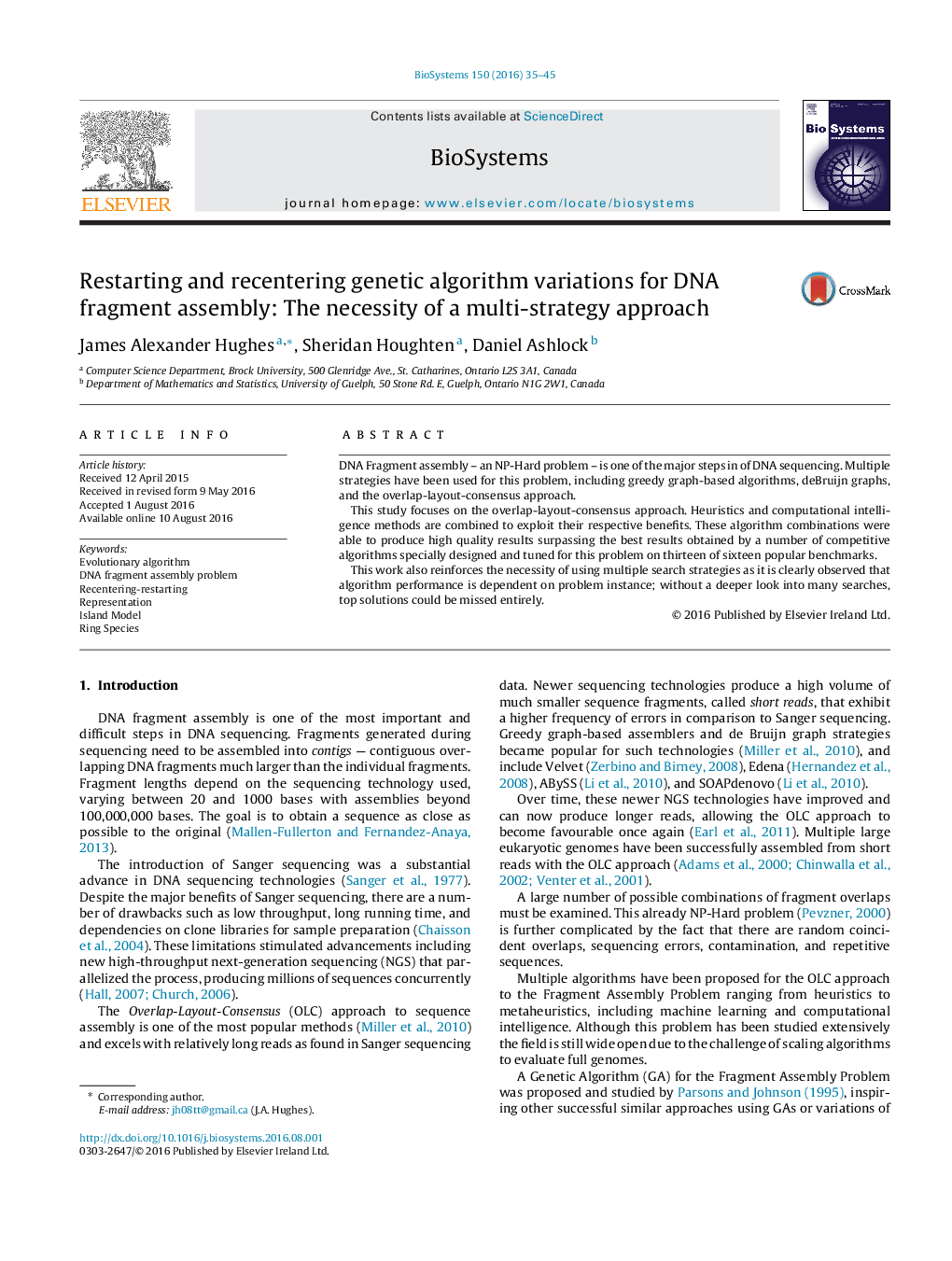 Restarting and recentering genetic algorithm variations for DNA fragment assembly: The necessity of a multi-strategy approach