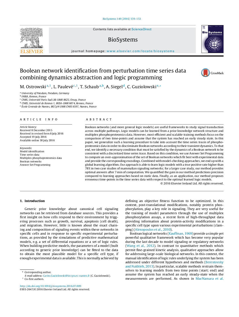 Boolean network identification from perturbation time series data combining dynamics abstraction and logic programming