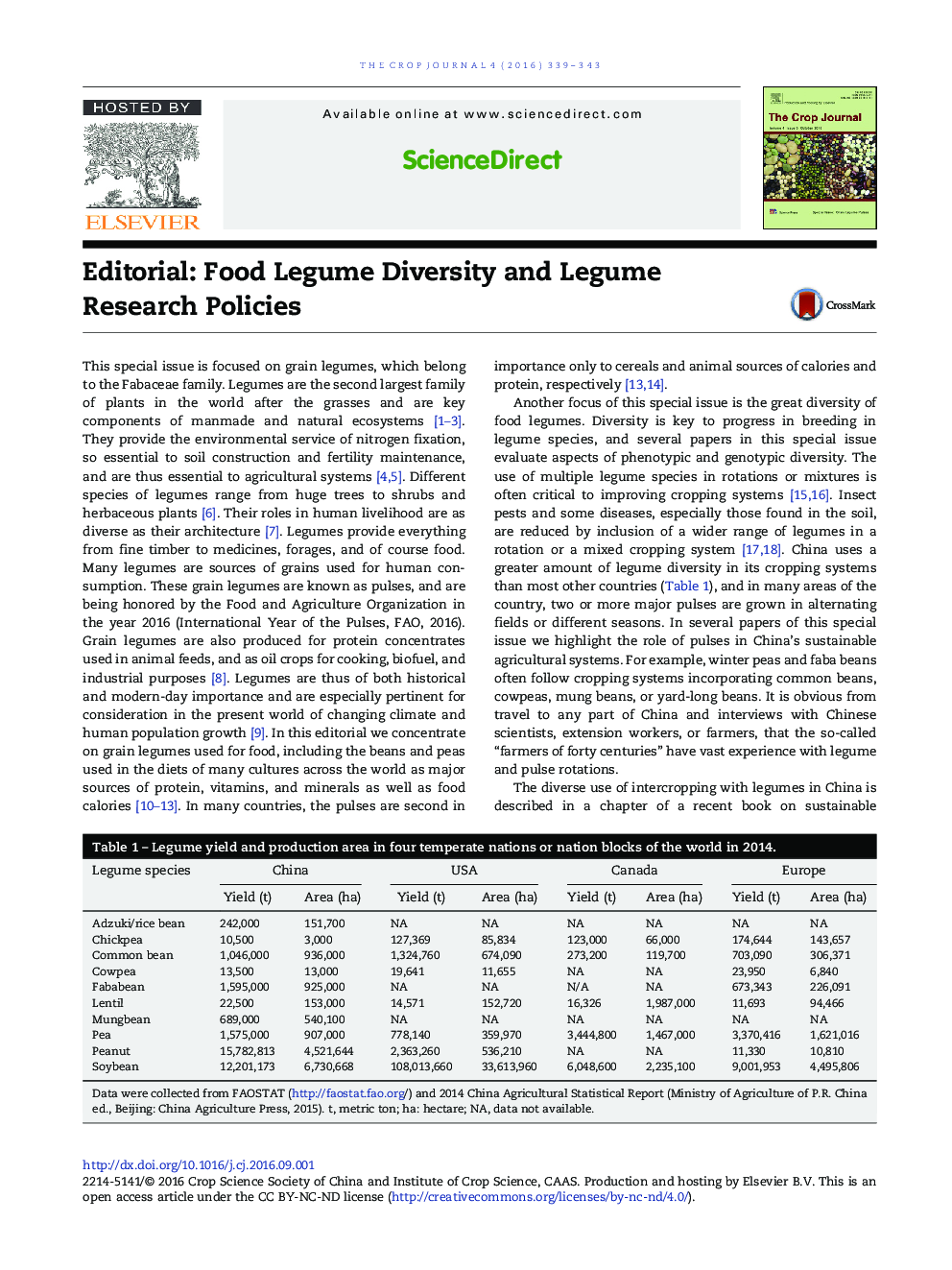 Editorial: Food Legume Diversity and Legume Research Policies