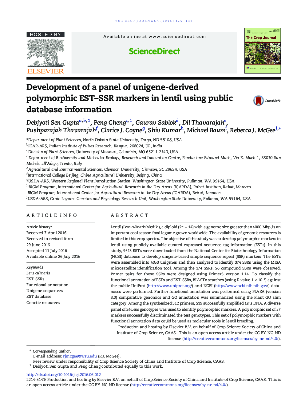 Development of a panel of unigene-derived polymorphic EST-SSR markers in lentil using public database information