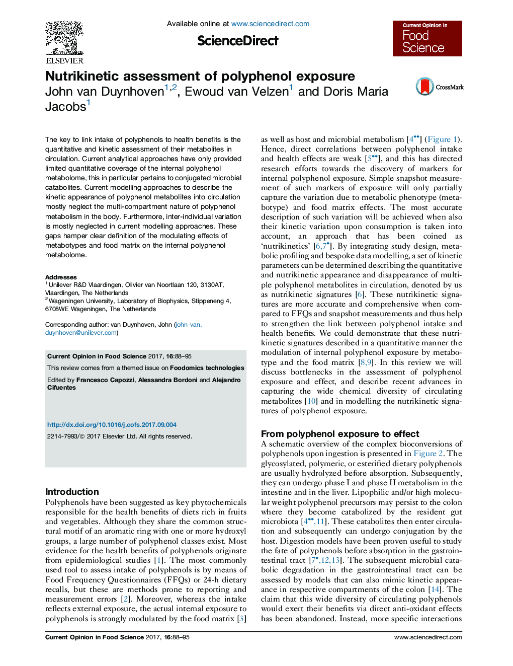 Nutrikinetic assessment of polyphenol exposure