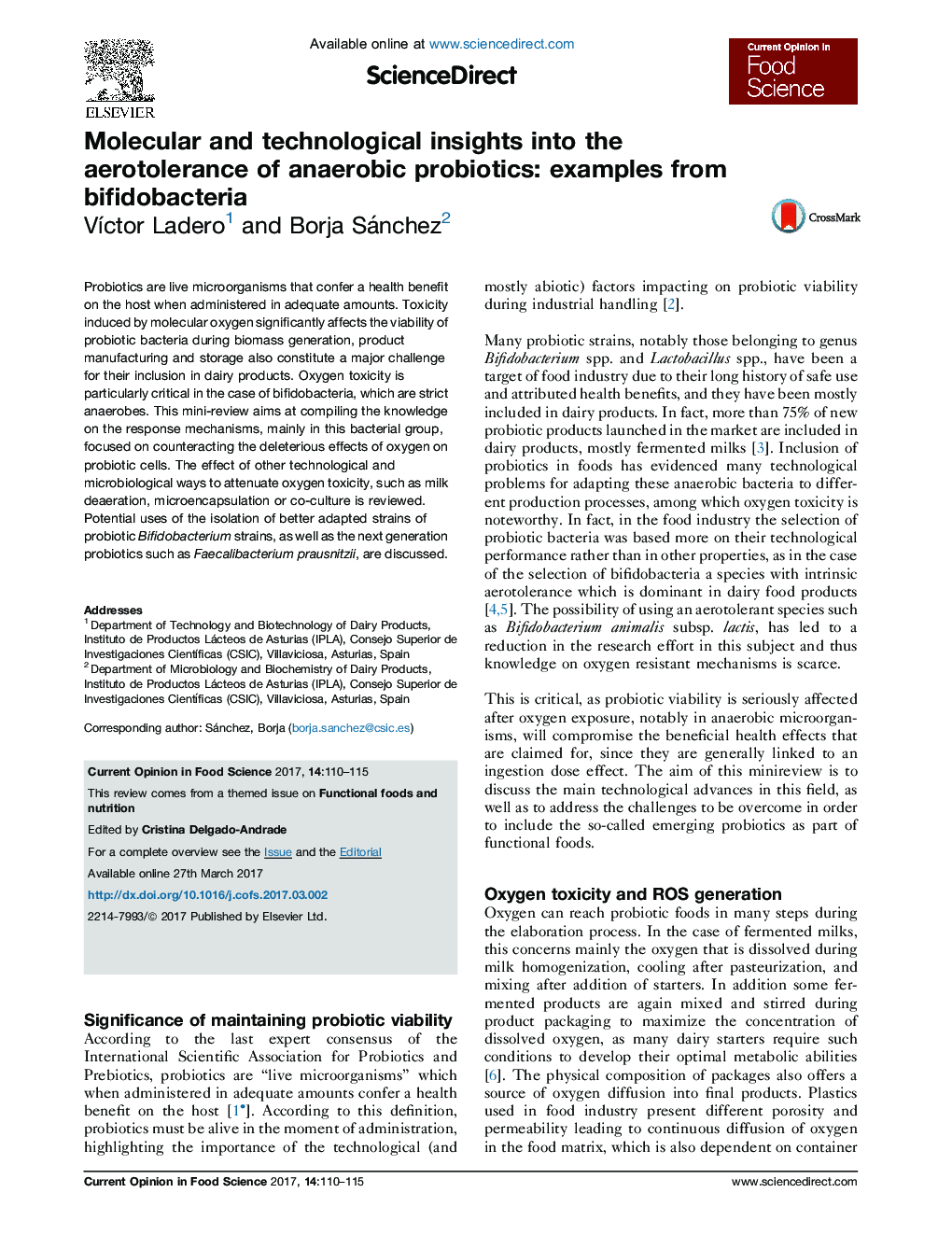 دیدگاه های مولکولی و تکنولوژیکی در مورد ضدعفونی کننده پروبیوتیک های بی هوازی: نمونه هایی از بیفیدوباکتریوم 