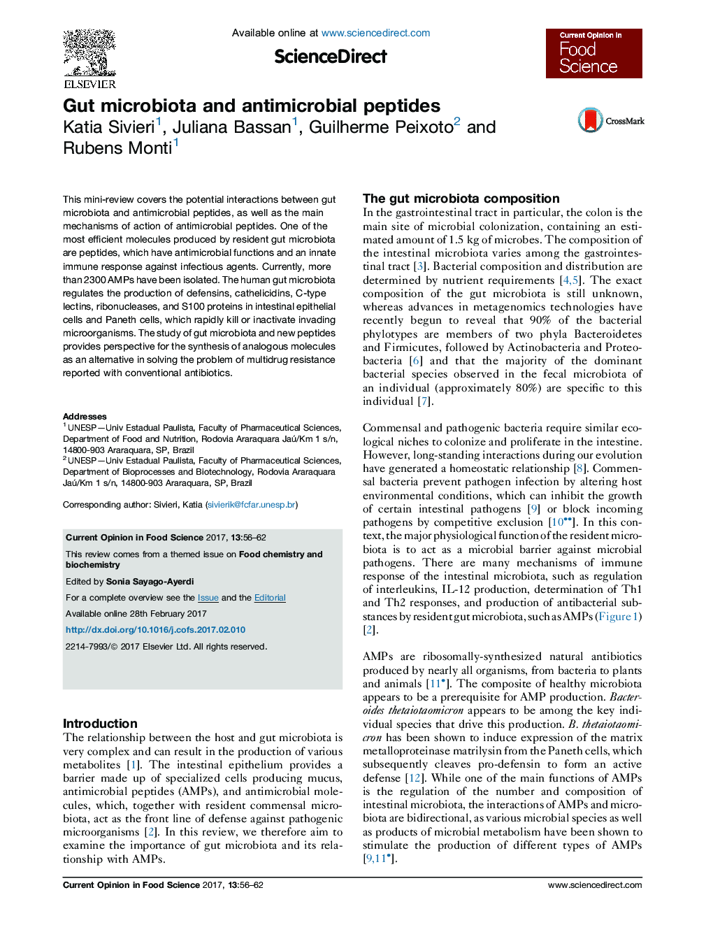 Gut microbiota and antimicrobial peptides