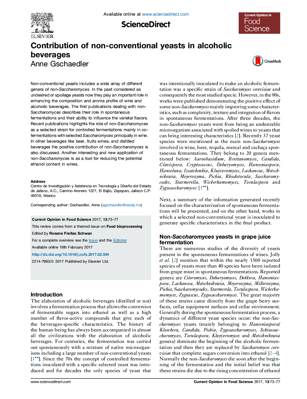 Contribution of non-conventional yeasts in alcoholic beverages