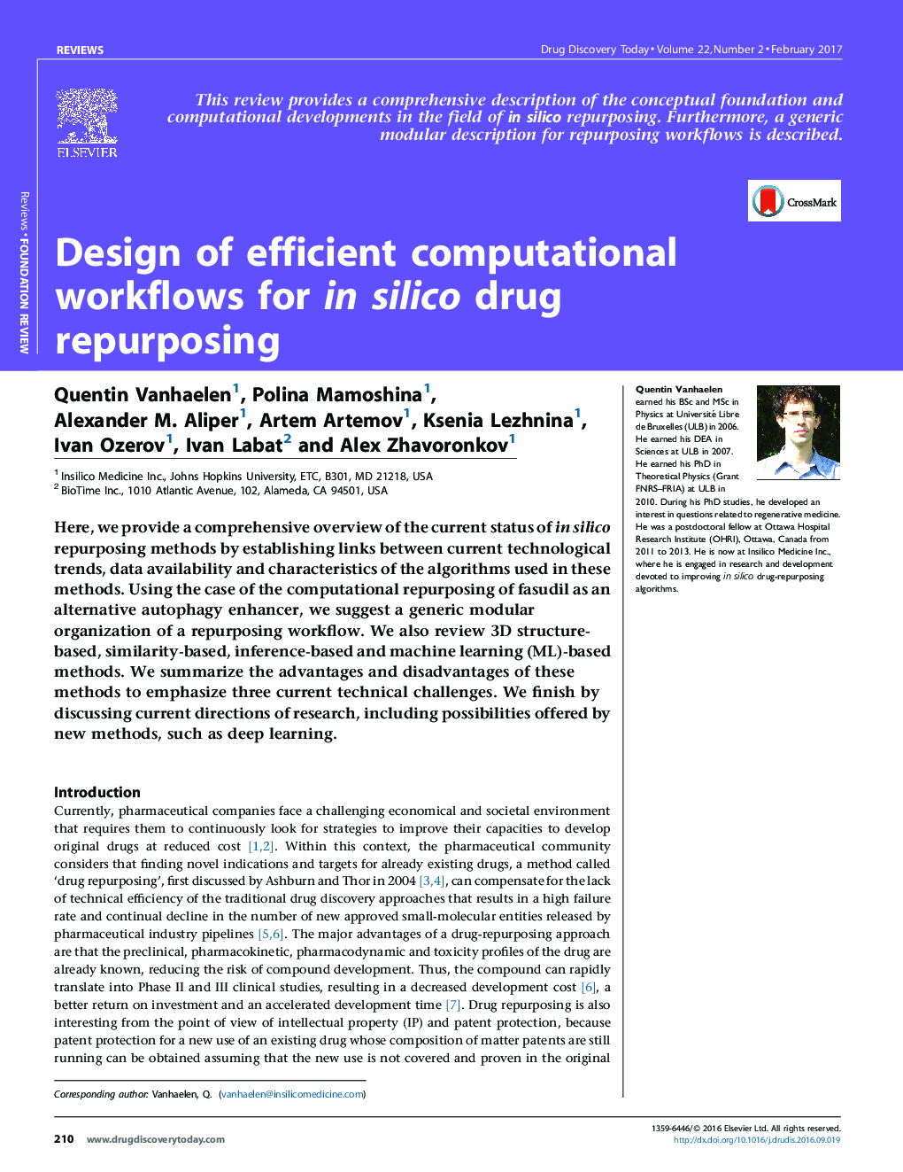 ReviewFoundationDesign of efficient computational workflows for in silico drug repurposing