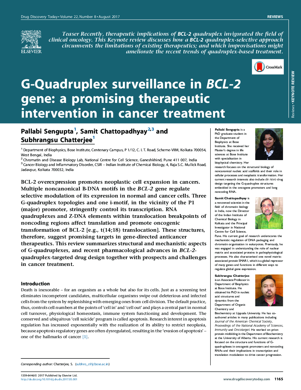 ReviewKeynoteG-Quadruplex surveillance in BCL-2 gene: a promising therapeutic intervention in cancer treatment