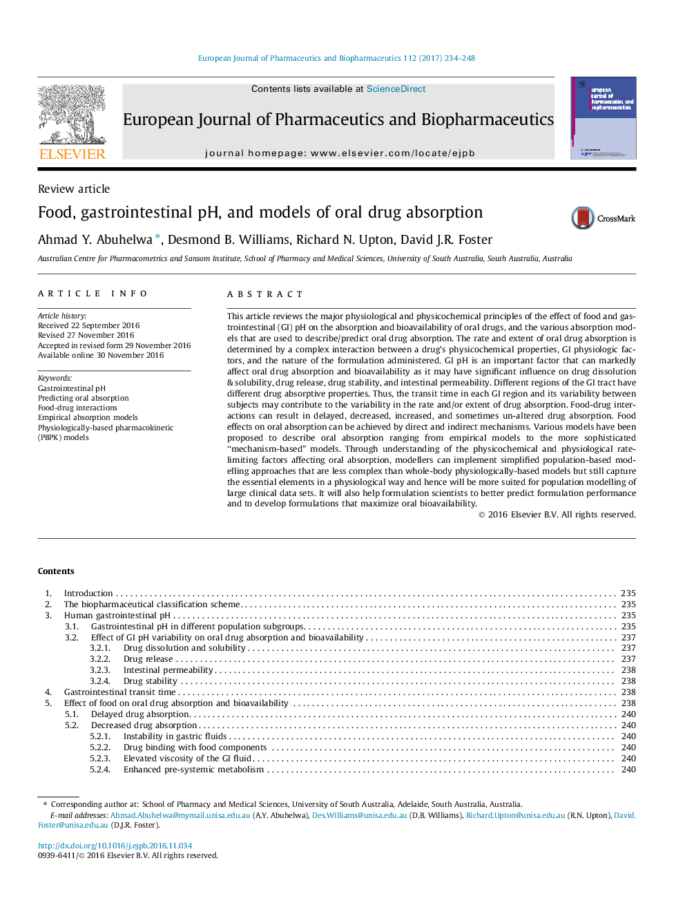 Review articleFood, gastrointestinal pH, and models of oral drug absorption