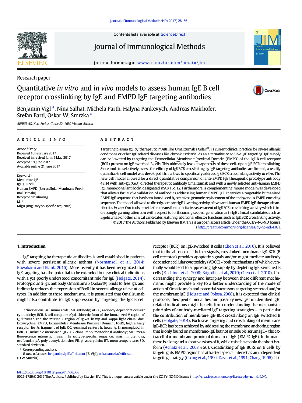 Quantitative in vitro and in vivo models to assess human IgE B cell receptor crosslinking by IgE and EMPD IgE targeting antibodies