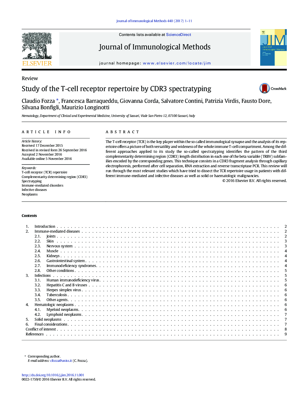 ReviewStudy of the T-cell receptor repertoire by CDR3 spectratyping