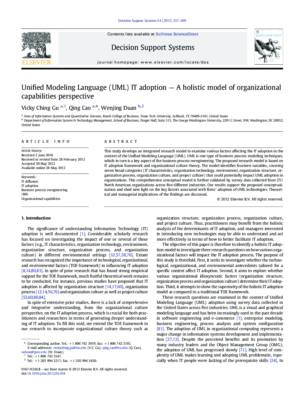 Unified Modeling Language (UML) IT adoption — A holistic model of organizational capabilities perspective