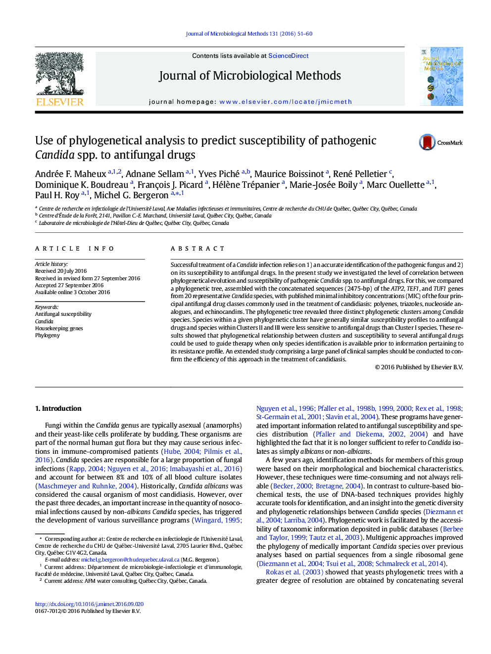 Use of phylogenetical analysis to predict susceptibility of pathogenic Candida spp. to antifungal drugs