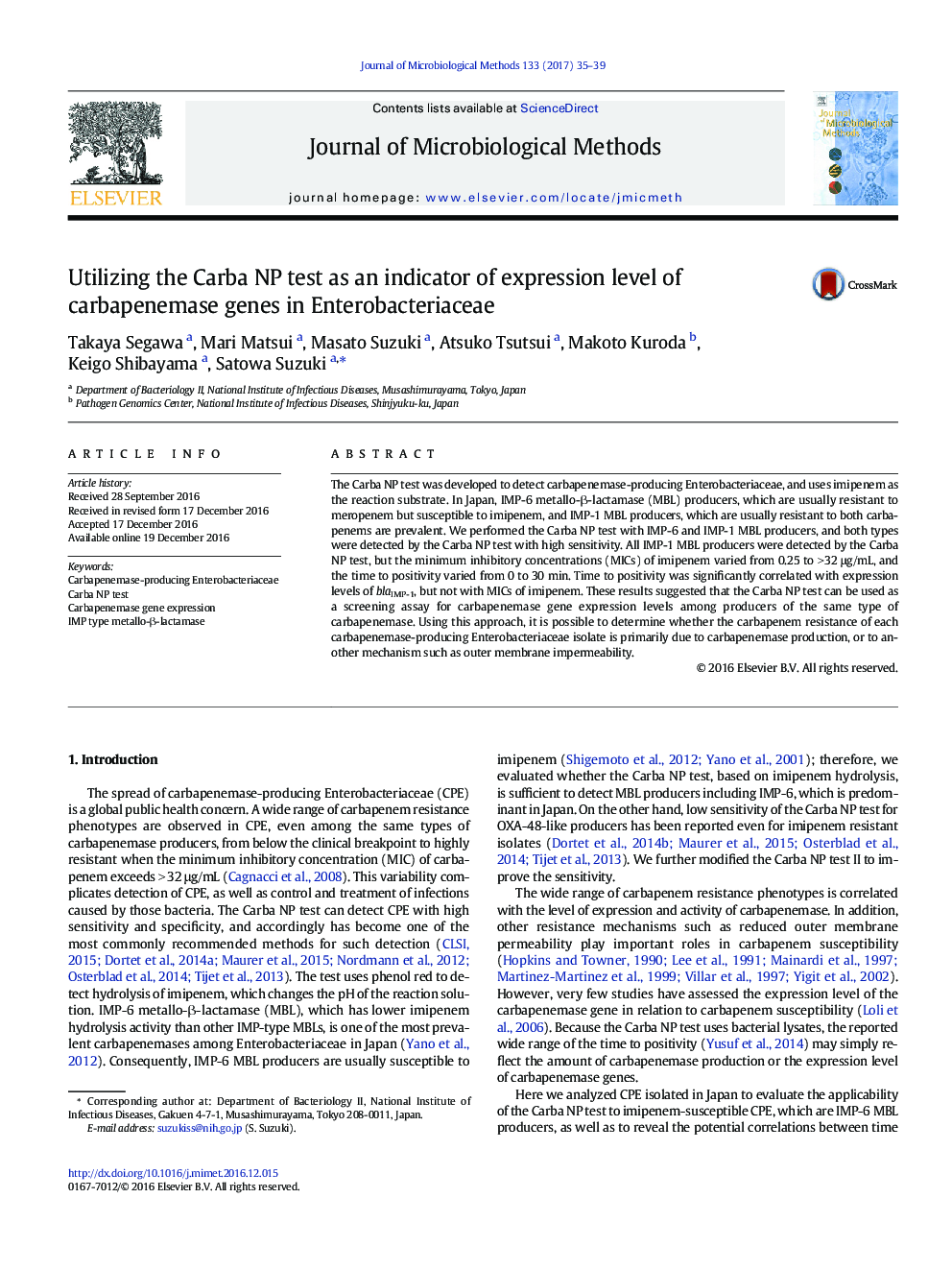 Utilizing the Carba NP test as an indicator of expression level of carbapenemase genes in Enterobacteriaceae