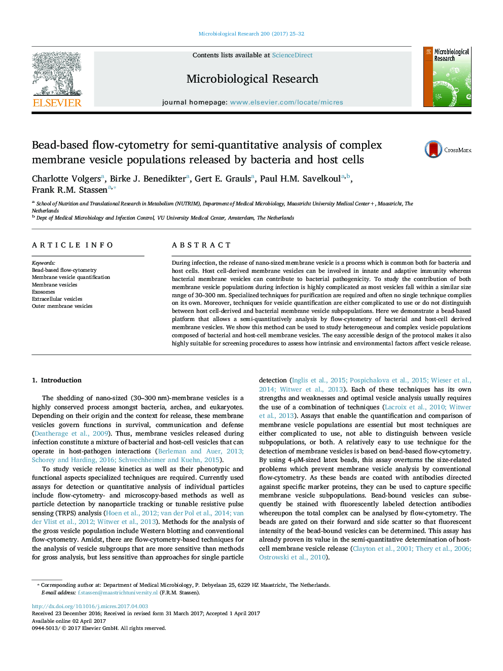 Bead-based flow-cytometry for semi-quantitative analysis of complex membrane vesicle populations released by bacteria and host cells