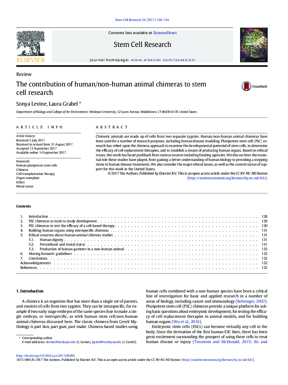 The contribution of human/non-human animal chimeras to stem cell research