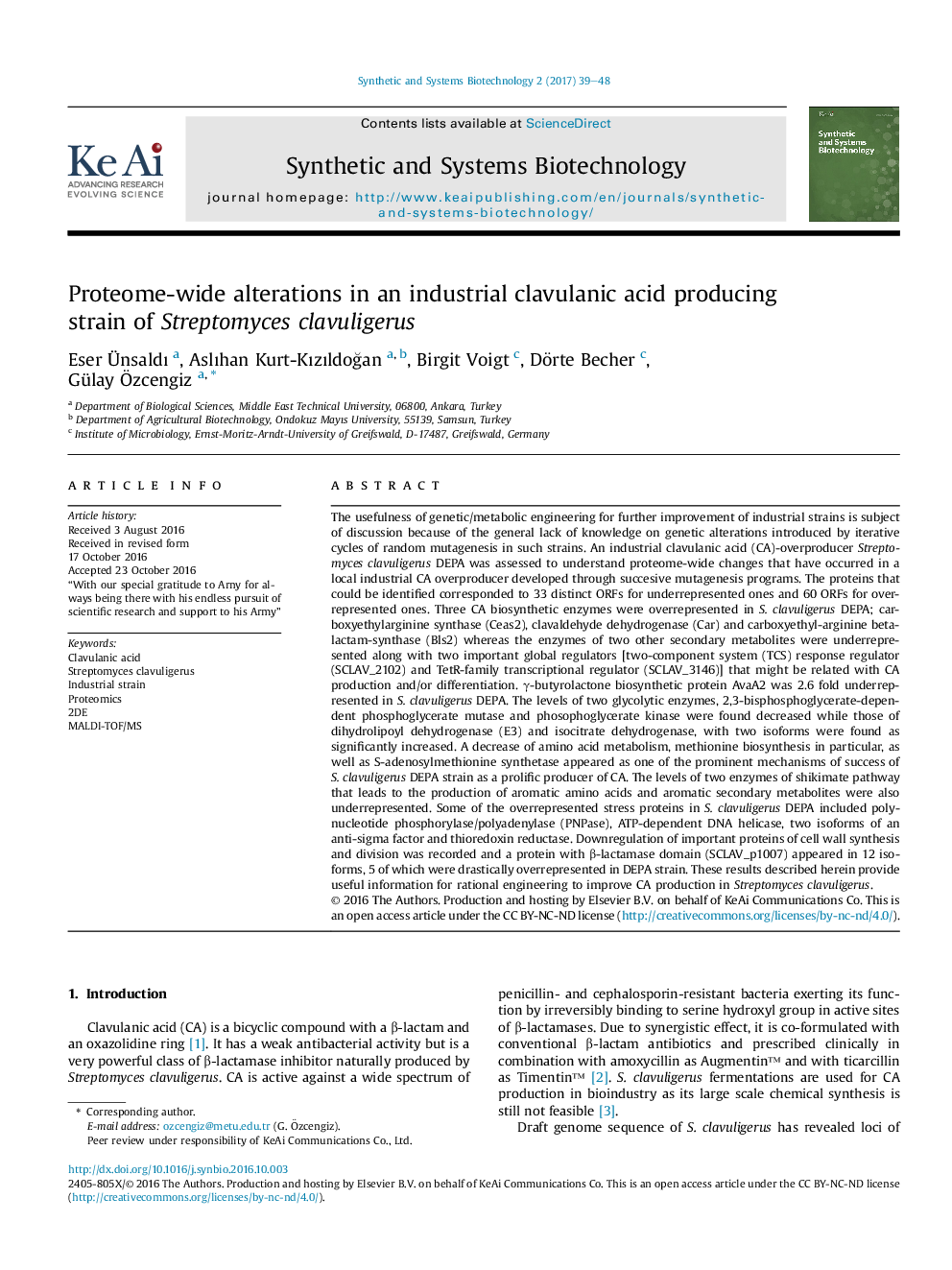 Proteome-wide alterations in an industrial clavulanic acid producing strain of Streptomyces clavuligerus