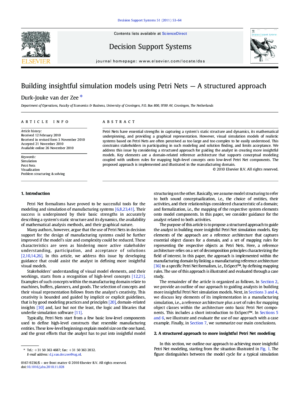 Building insightful simulation models using Petri Nets — A structured approach