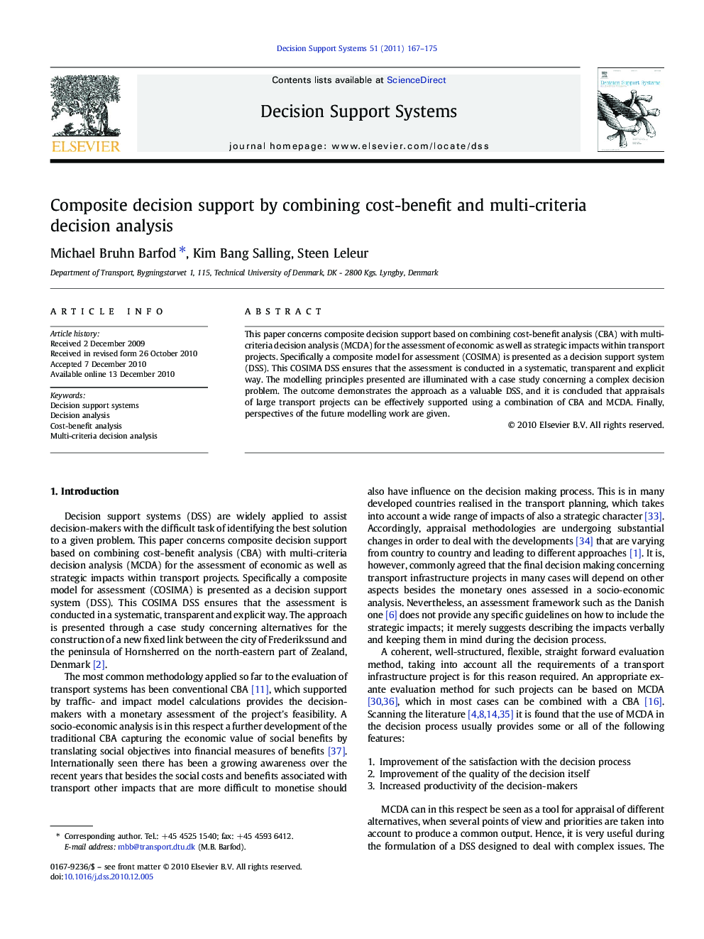 Composite decision support by combining cost-benefit and multi-criteria decision analysis