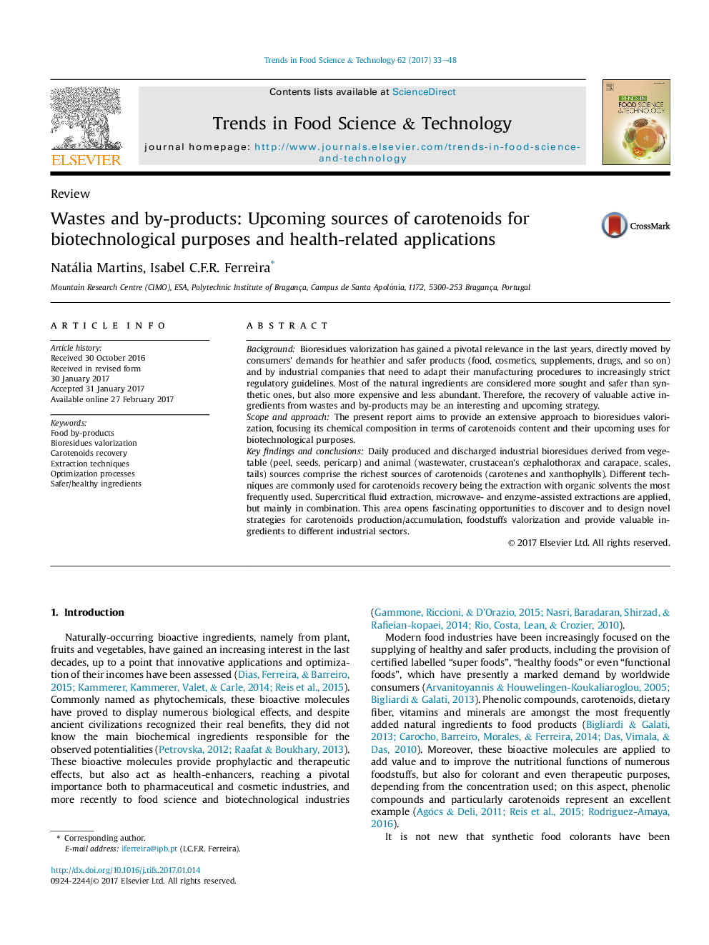 ReviewWastes and by-products: Upcoming sources of carotenoids for biotechnological purposes and health-related applications