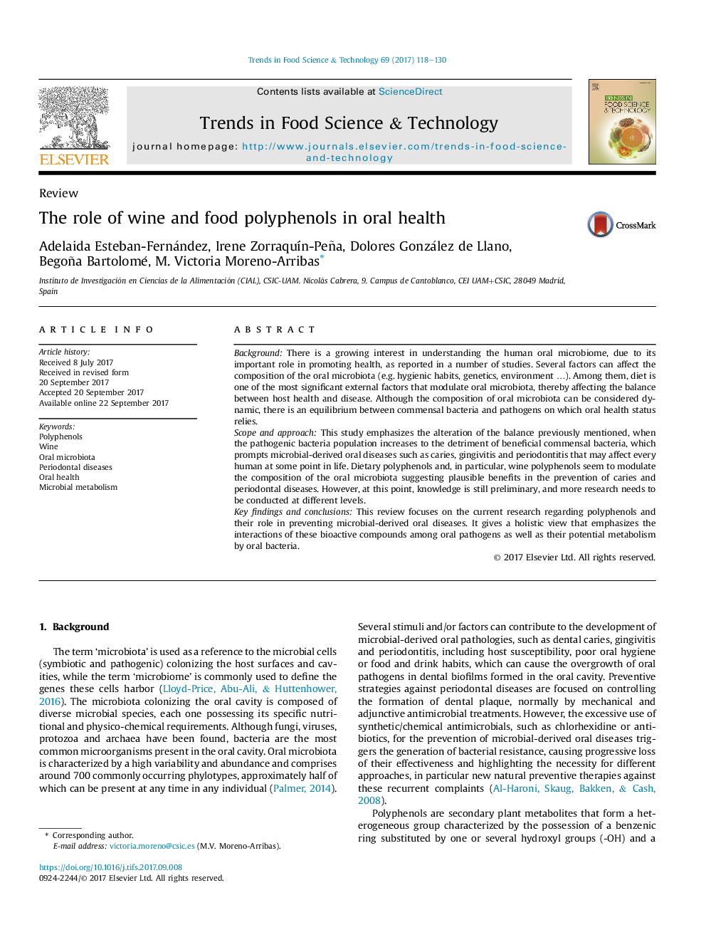 ReviewThe role of wine and food polyphenols in oral health