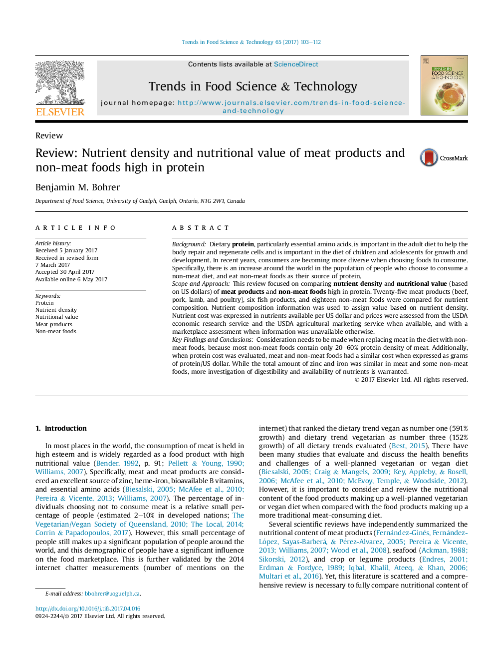 ReviewReview: Nutrient density and nutritional value of meat products and non-meat foods high in protein