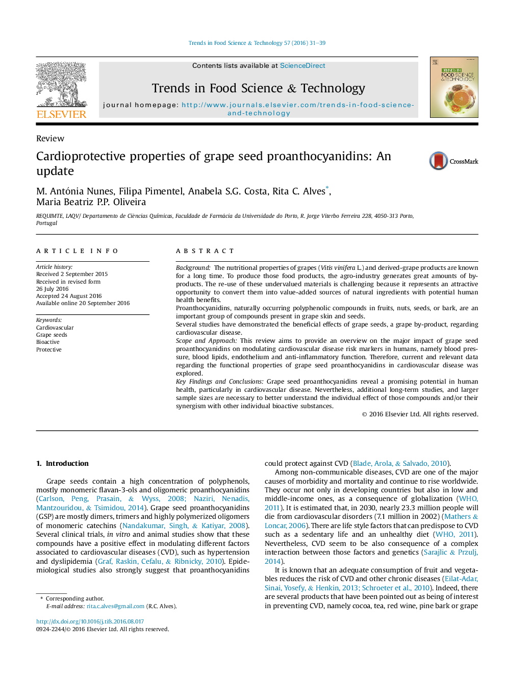 ReviewCardioprotective properties of grape seed proanthocyanidins: An update