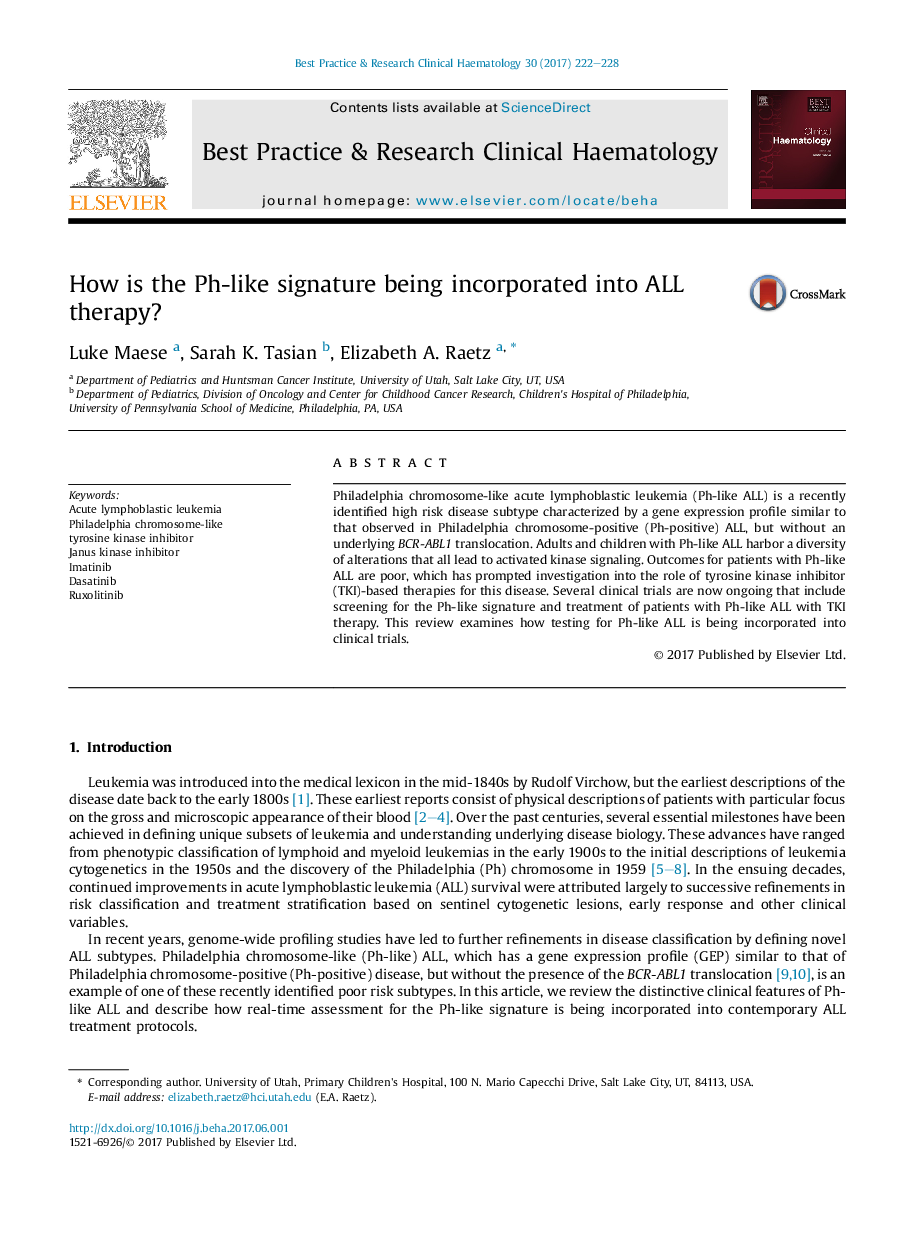 How is the Ph-like signature being incorporated into ALL therapy?