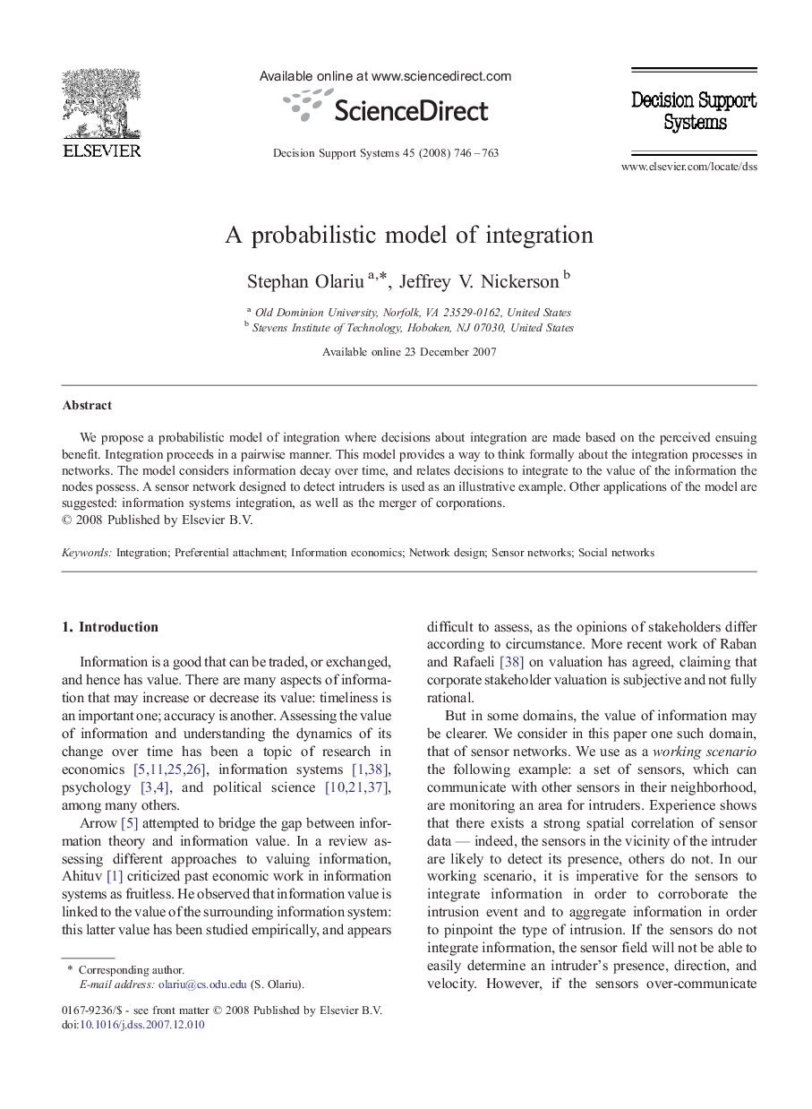 A probabilistic model of integration