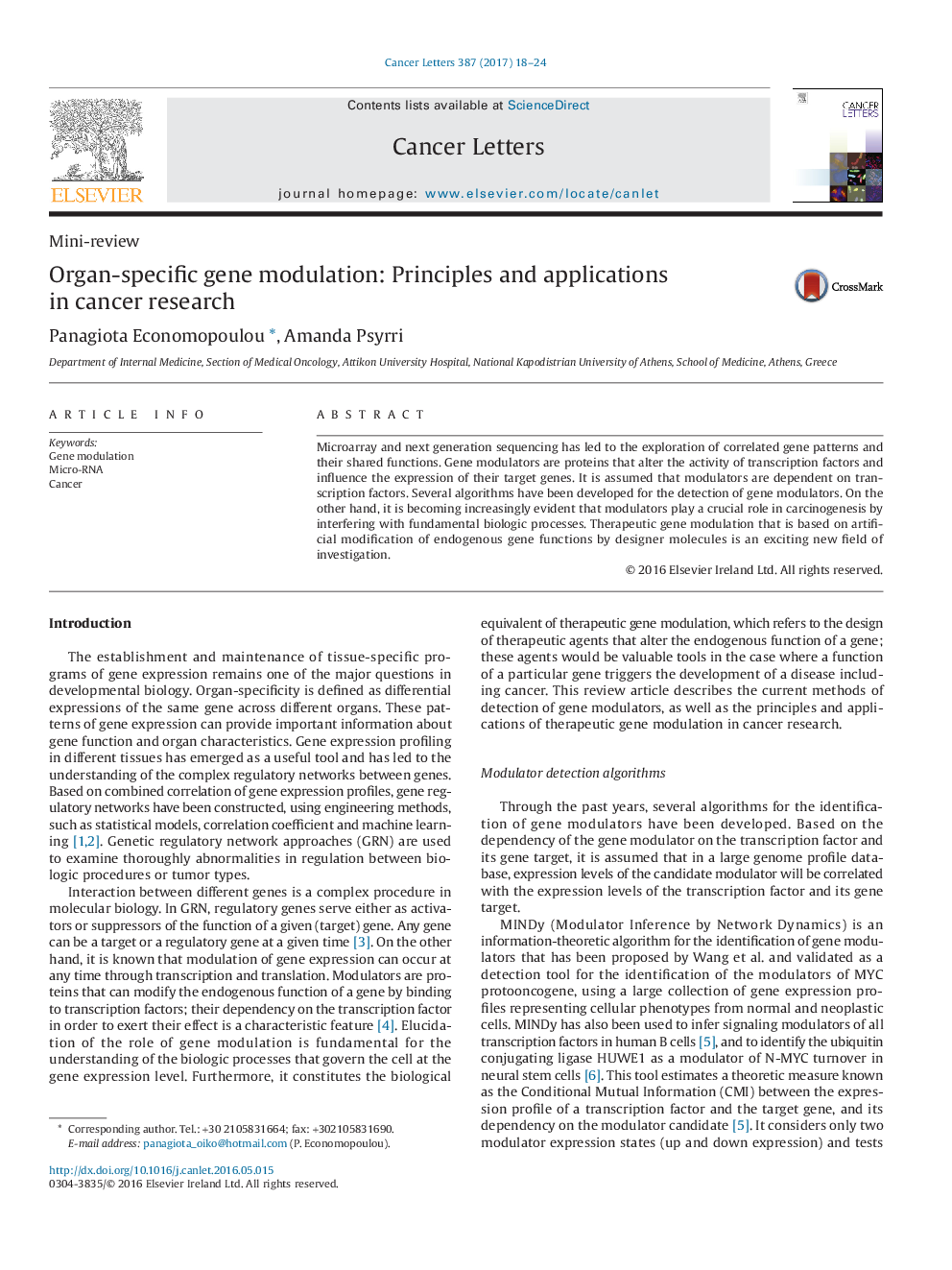 Mini-reviewOrgan-specific gene modulation: Principles and applications in cancer research