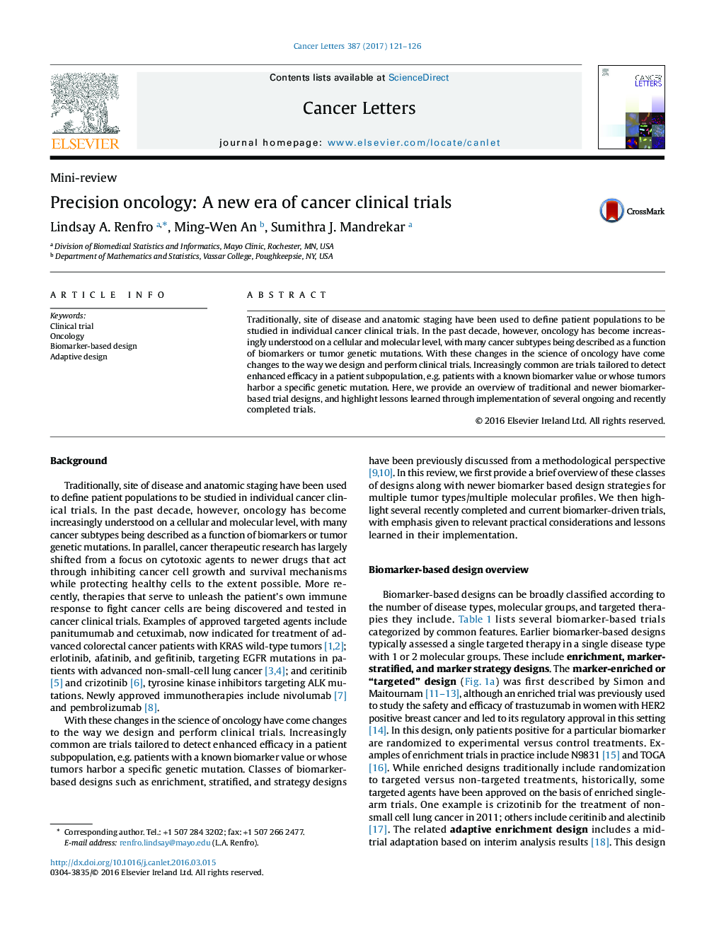 Mini-reviewPrecision oncology: A new era of cancer clinical trials