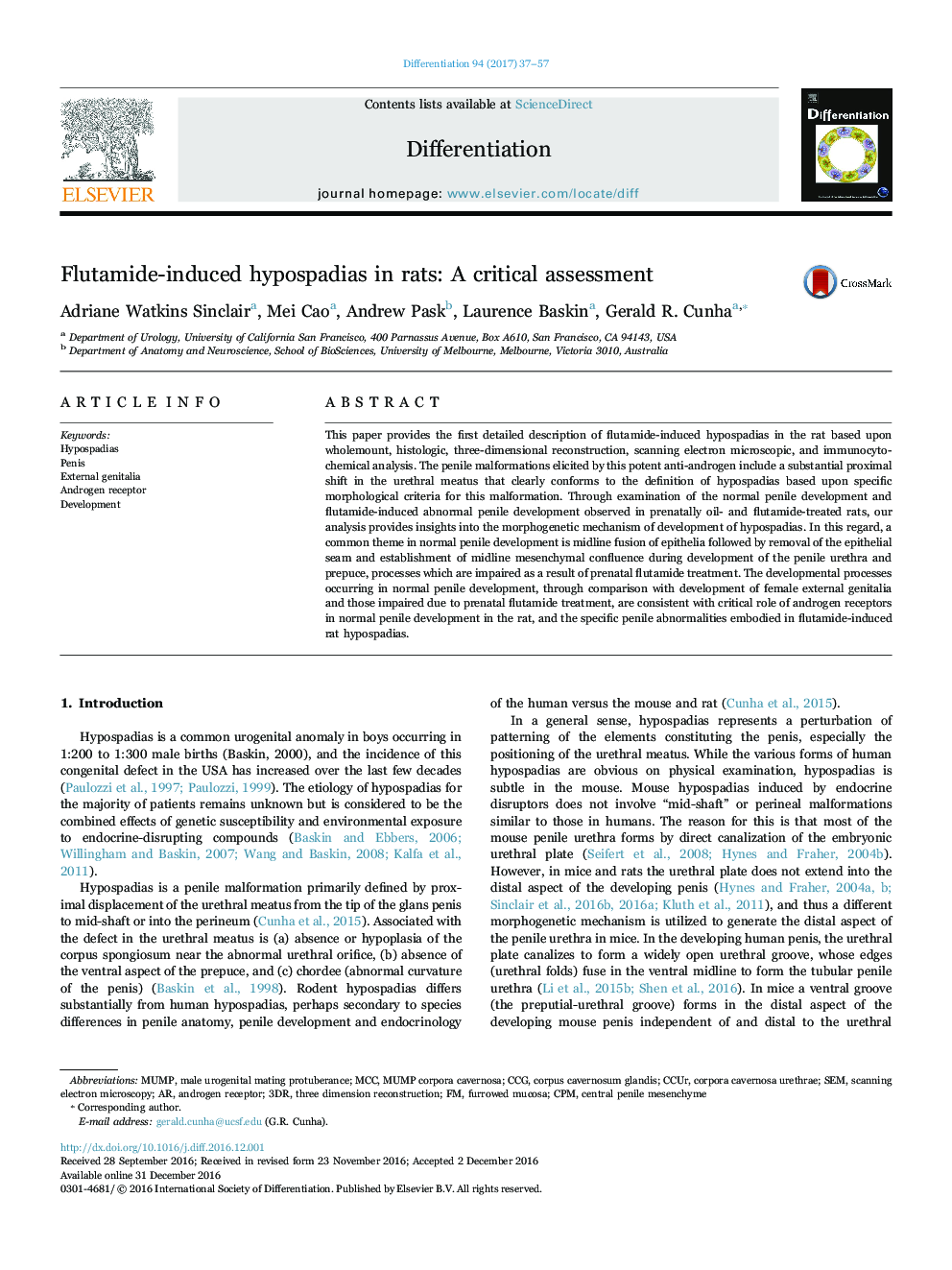 Flutamide-induced hypospadias in rats: A critical assessment