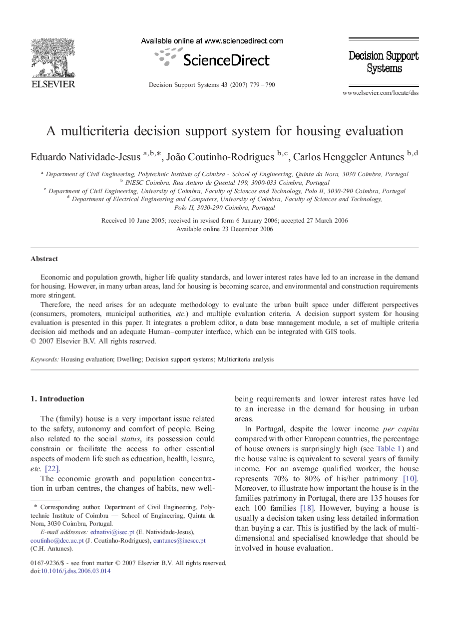 A multicriteria decision support system for housing evaluation