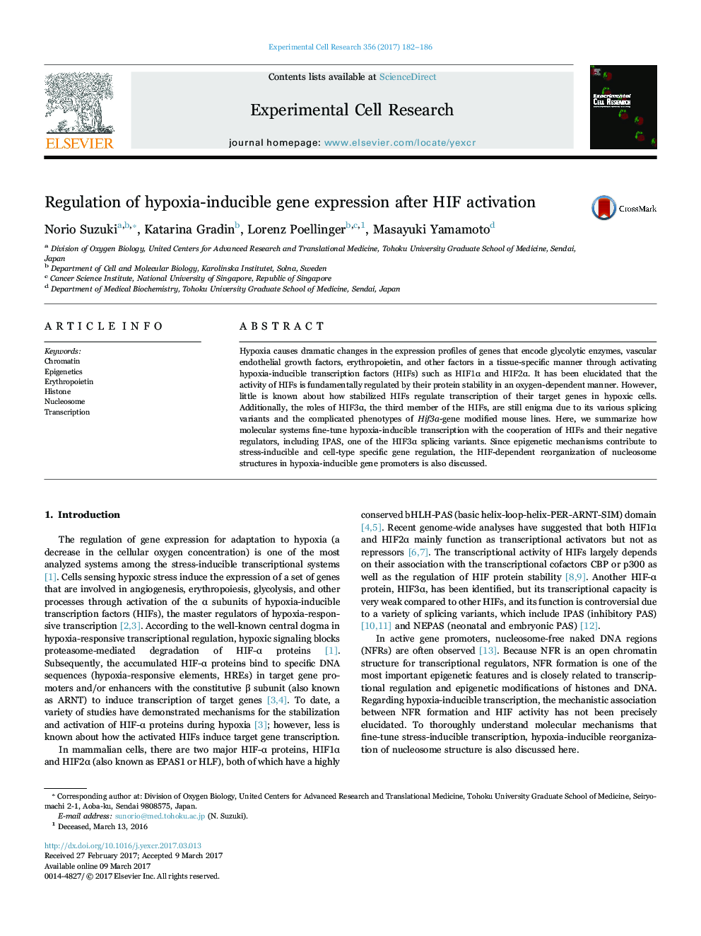 Regulation of hypoxia-inducible gene expression after HIF activation