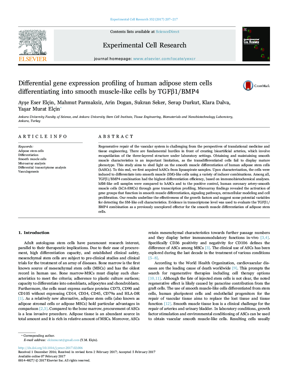 Differential gene expression profiling of human adipose stem cells differentiating into smooth muscle-like cells by TGFÎ²1/BMP4