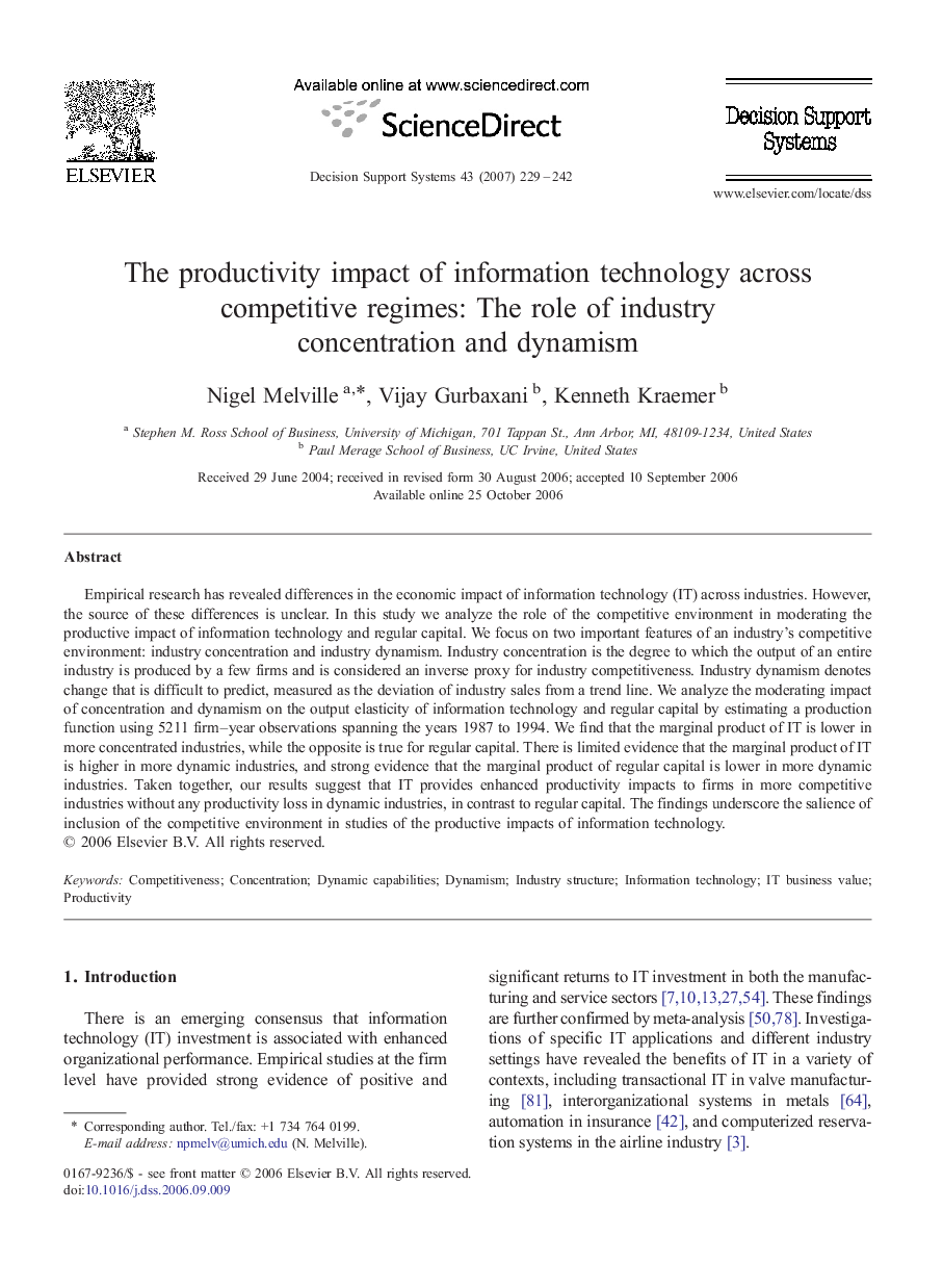 The productivity impact of information technology across competitive regimes: The role of industry concentration and dynamism