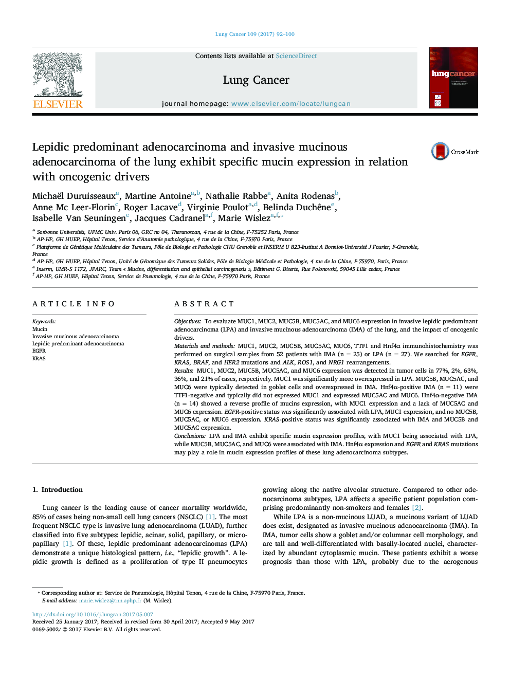آدنوکارسینوم غالب لپیدی و آدنوکارسینومای مزانشیمی موش سوری در ارتباط با رانندگان آنکوژن 