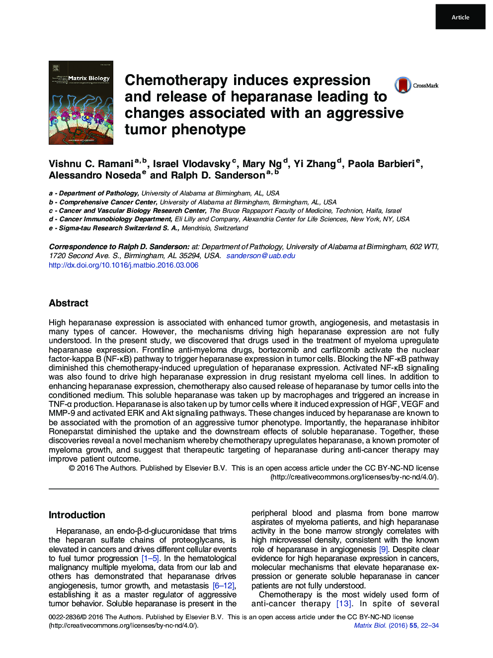 Chemotherapy induces expression and release of heparanase leading to changes associated with an aggressive tumor phenotype