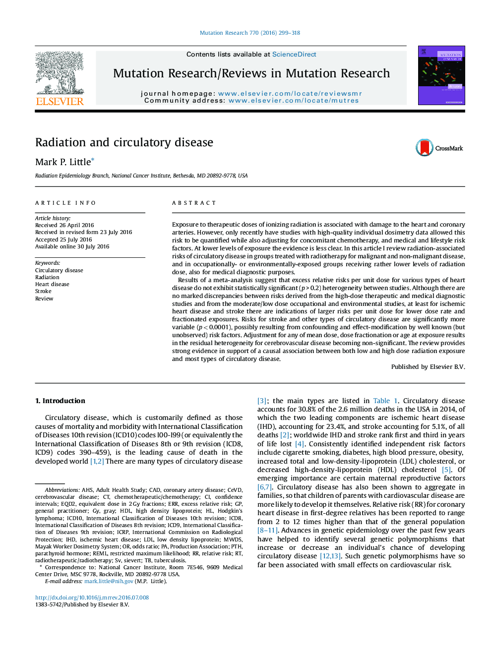 Radiation and circulatory disease