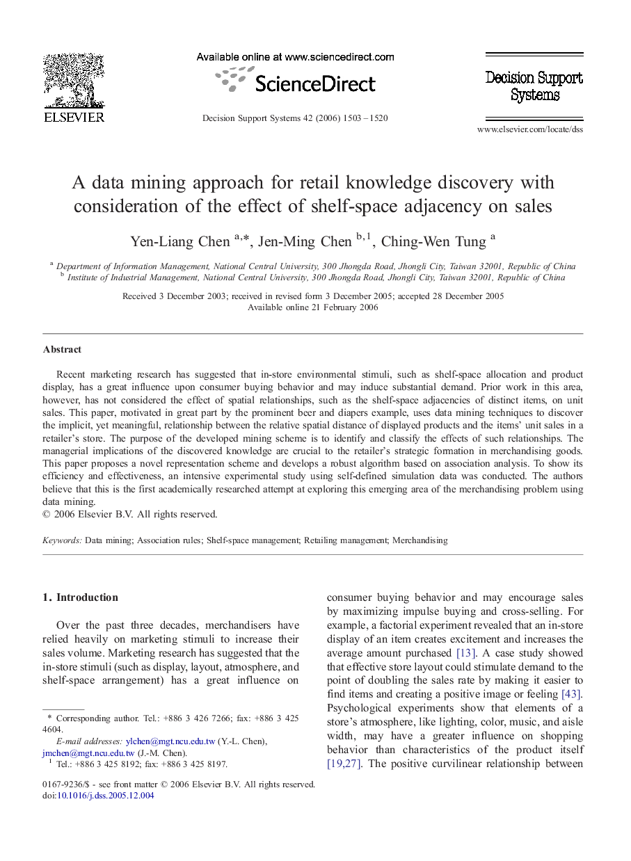 A data mining approach for retail knowledge discovery with consideration of the effect of shelf-space adjacency on sales