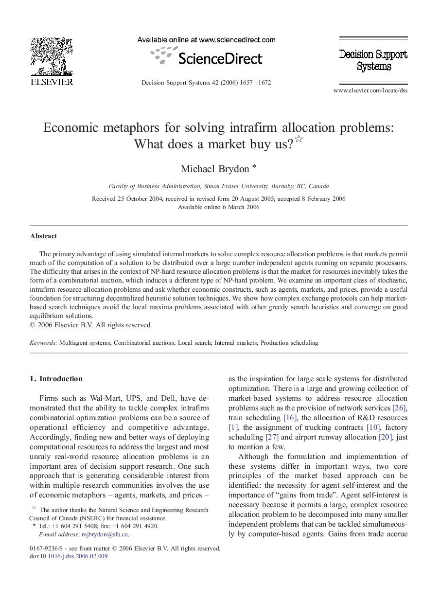 Economic metaphors for solving intrafirm allocation problems: What does a market buy us? 