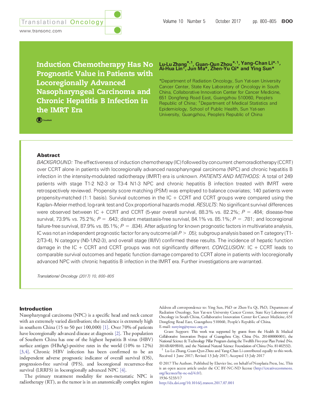 Induction Chemotherapy Has No Prognostic Value in Patients with Locoregionally Advanced Nasopharyngeal Carcinoma and Chronic Hepatitis B Infection in the IMRT Era