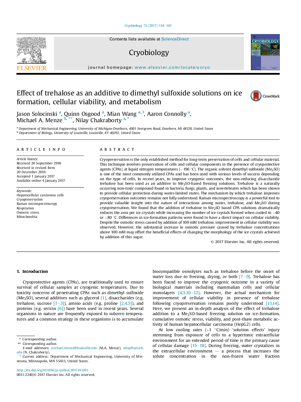 Effect of trehalose as an additive to dimethyl sulfoxide solutions on ice formation, cellular viability, and metabolism