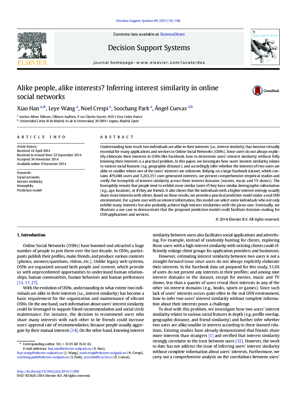 Alike people, alike interests? Inferring interest similarity in online social networks