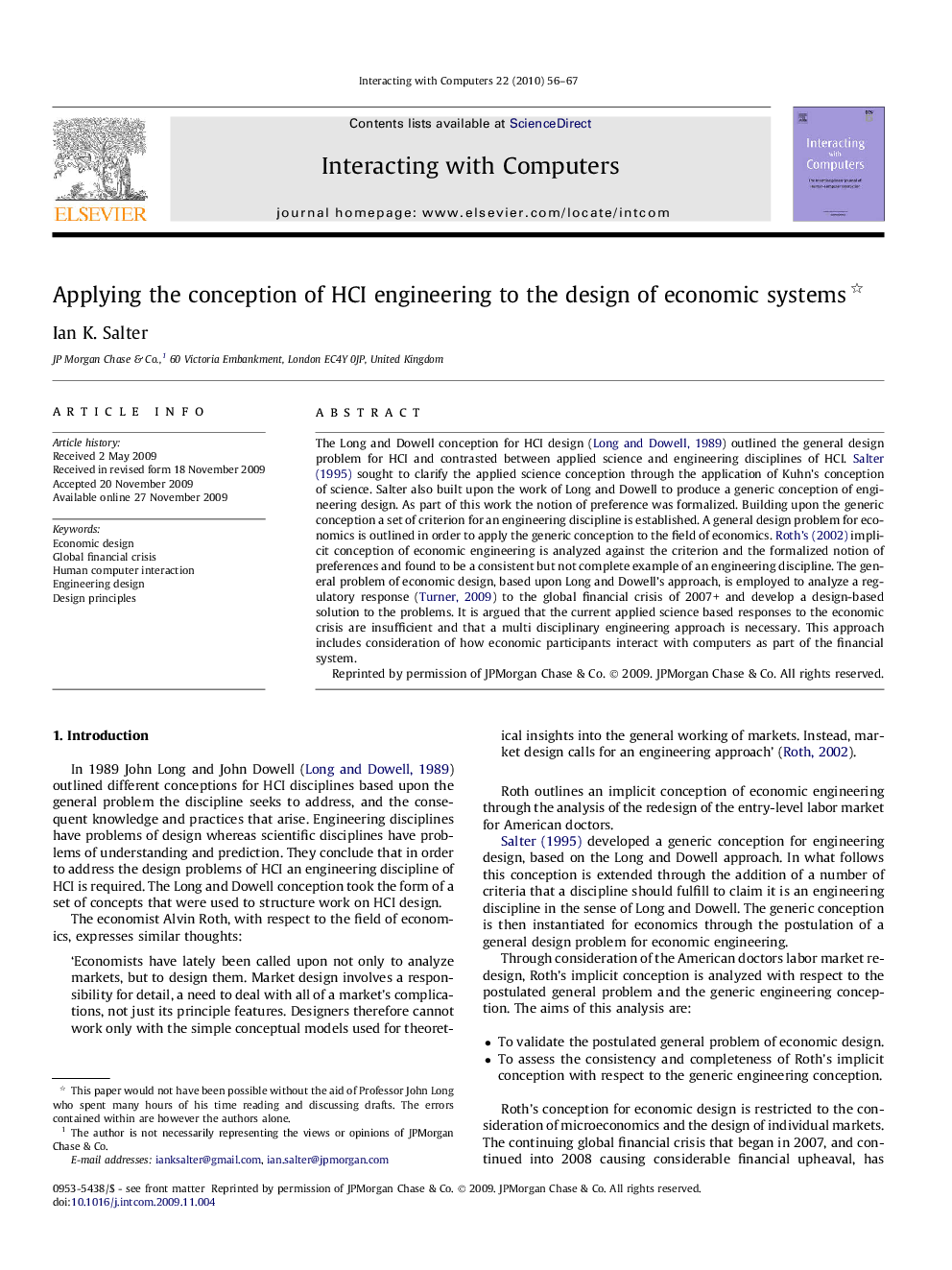 Applying the conception of HCI engineering to the design of economic systems 