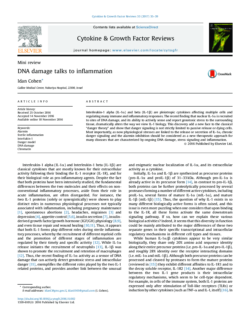 Mini reviewDNA damage talks to inflammation