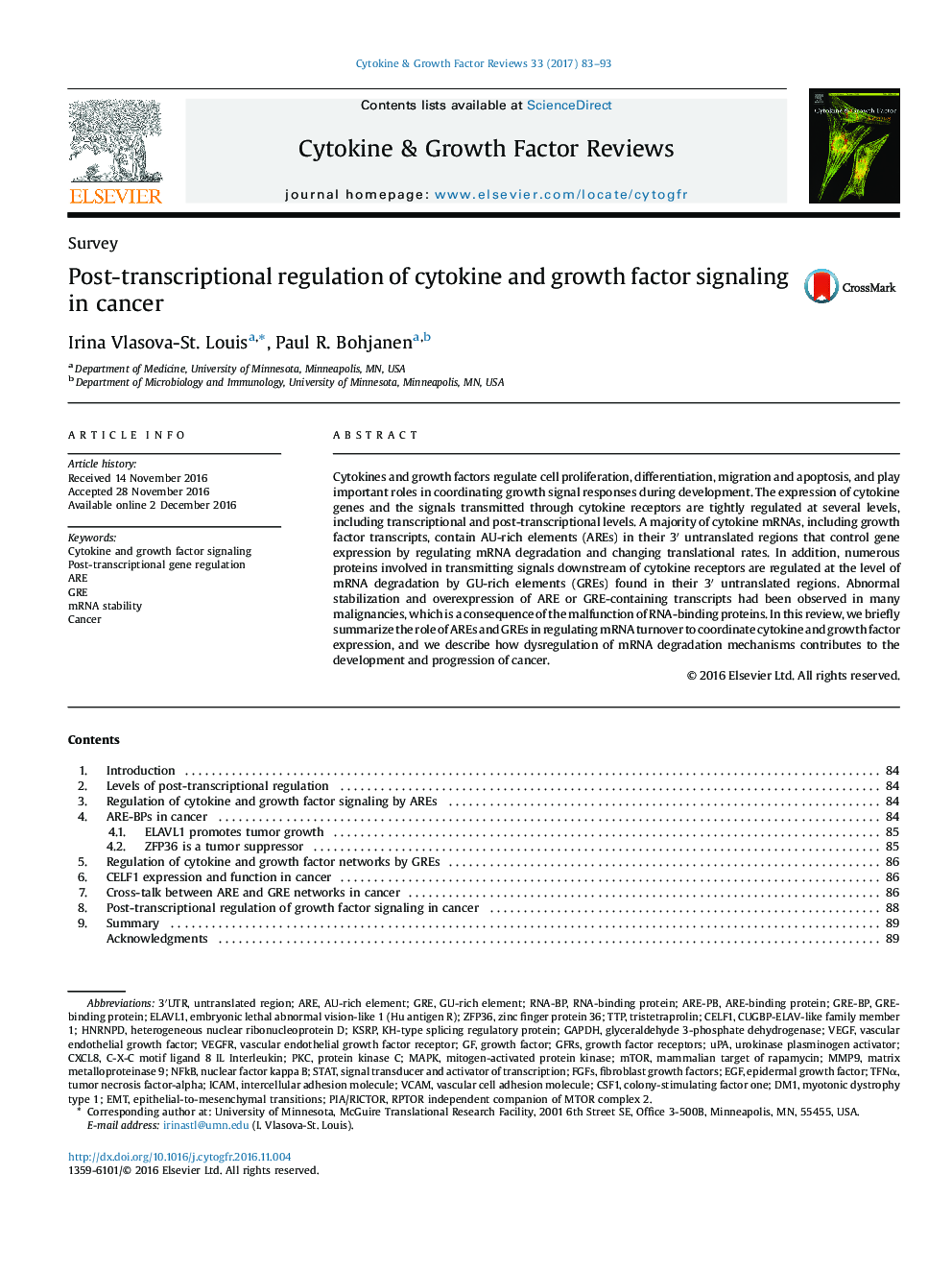 SurveyPost-transcriptional regulation of cytokine and growth factor signaling in cancer