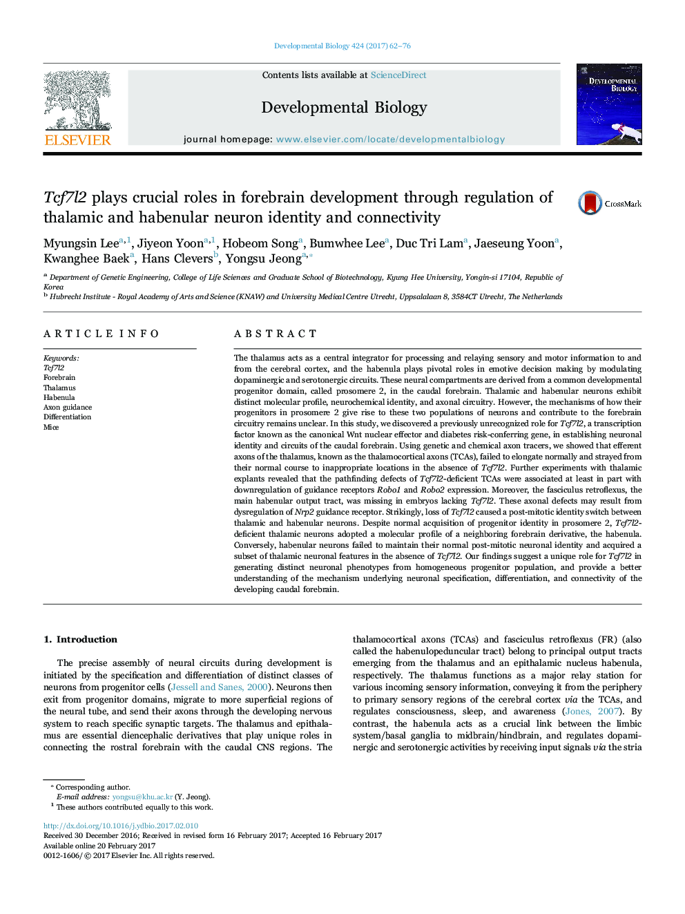 Tcf7l2 plays crucial roles in forebrain development through regulation of thalamic and habenular neuron identity and connectivity